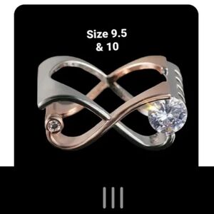 Mixed Metal Infinity Ring Wedding Engagement Sizes 9.5, 10